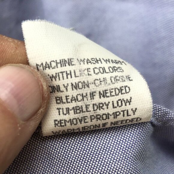 L.L.Bean Mens Dress Shirt Large 16 Neck Cotton Short Sleeve Classic Purple - Picture 8 of 12